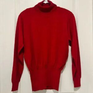 Vintage Bogner Women’s Wool Blend Turtleneck Sweater Cherry Red Sz Large Skiwear